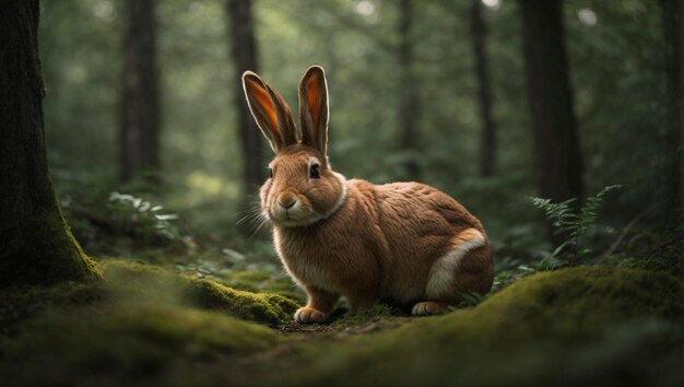 Photo un mignon lapin dans la forêt