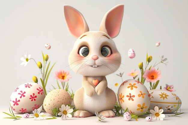 Le mignon lapin de Pâques en 3D