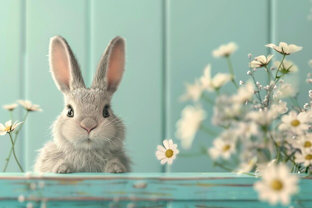 Photo le mignon lapin de pâques qui regarde en arrière-plan