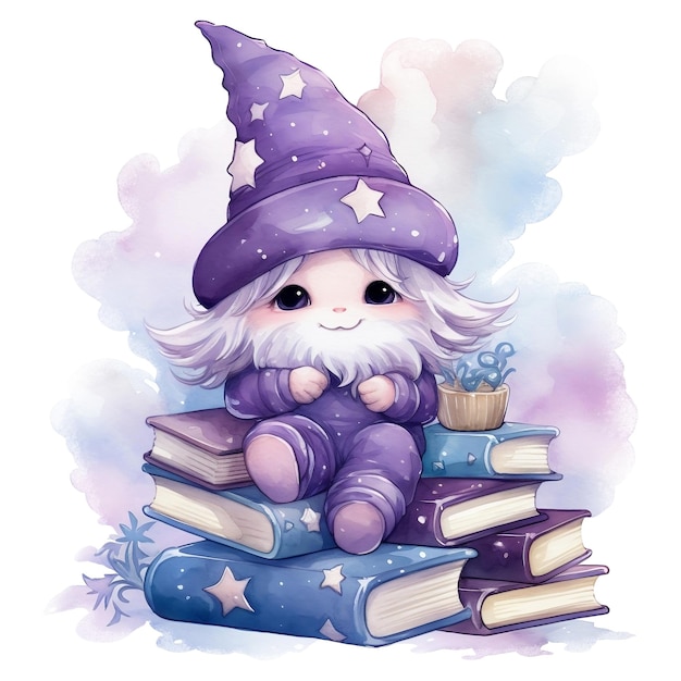 mignon, magicien, gnome, illustration