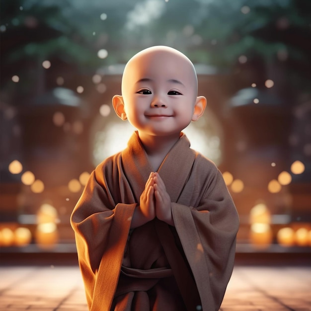 un mignon moine bouddhiste bouddha purnima