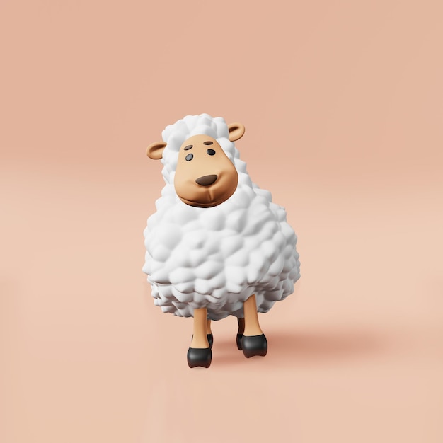 Photo mignon mouton blanc rendu 3d impression literie pyjama bébé douche fête invitation vêtements adorable agneau carte de voeux