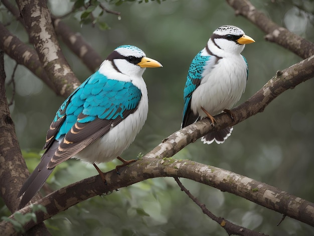 Un mignon oiseau d'illustration vectorielle assis sur une branche d'arbre dans la forêt