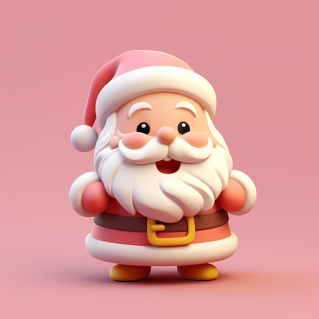 mignon père noël expression adorable 3D minuscule emoji isométrique mignon couleurs pastel douces