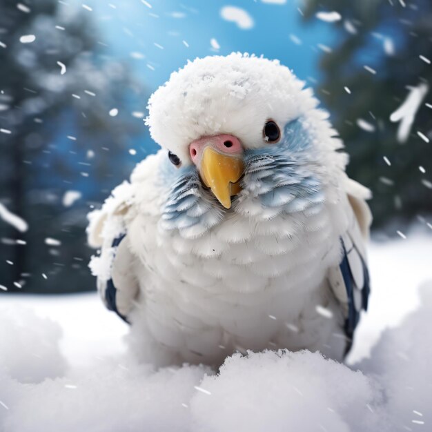 Photo le mignon perroquet arctique dans la neige