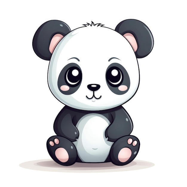 Un mignon personnage de dessin animé en 3D, un ours panda sur fond blanc.