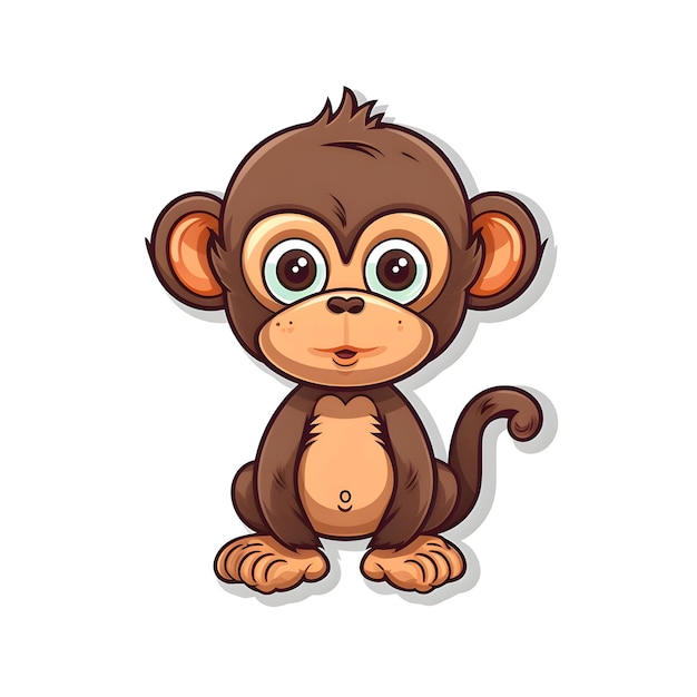 Un mignon personnage de dessin animé de singe isolé sur fond blanc Illustration vectorielle