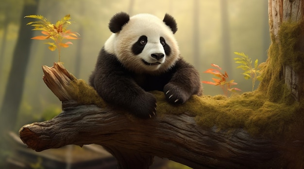 Mignon personnage de panda drôle et émotionnel animé expressions animées expressions décalées expressions ludiques animal heureux noir et blanc