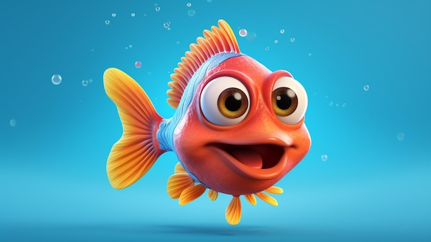 Un mignon personnage de poisson de dessin animé phopa chanda Ai Generative
