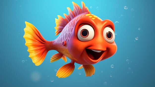 Un mignon personnage de poisson taki de dessin animé Ai Generative