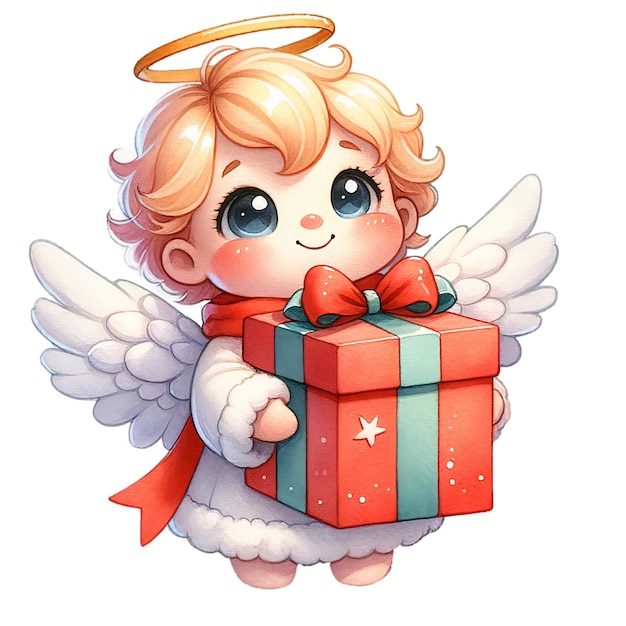 Photo un mignon petit ange de noël avec un message joyeux noël