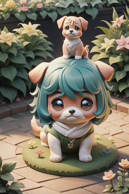 Mignon petit chien chibi 3D