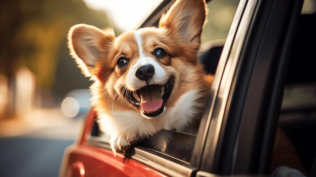 Le mignon petit chiot de chien roux Corgi est en rose