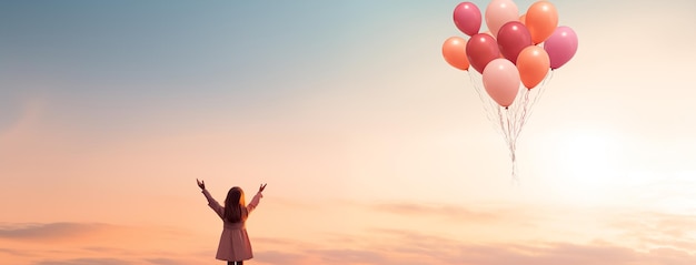 Un mignon petit enfant avec des ballons