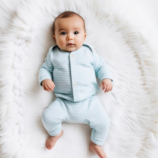 Un mignon petit garçon allongé sur le lit Un mignon jeune garçon allungé sur le Lit