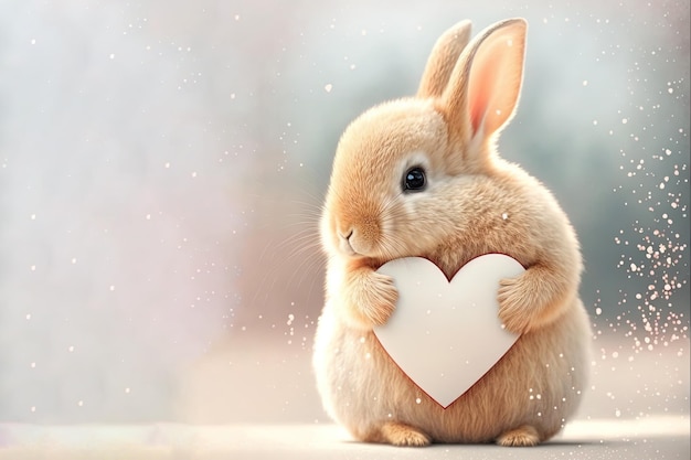 Mignon petit lapin romantique