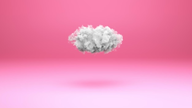 Un mignon petit nuage sur un fond rose pastel Arrière-plan pour la présentation du produit Illustration de rendu 3D