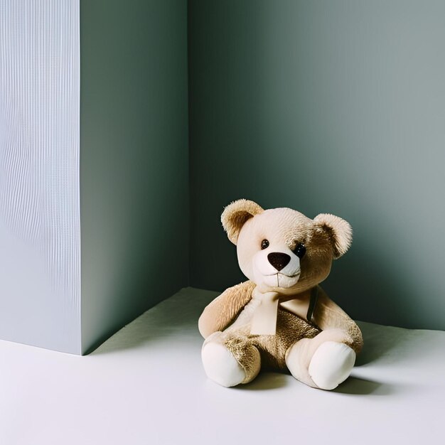 Mignon petit ours en peluche sur la table