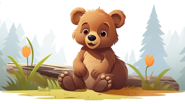 un mignon petit ours en style vectoriel