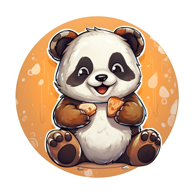 Un mignon petit panda heureux sur un cercle