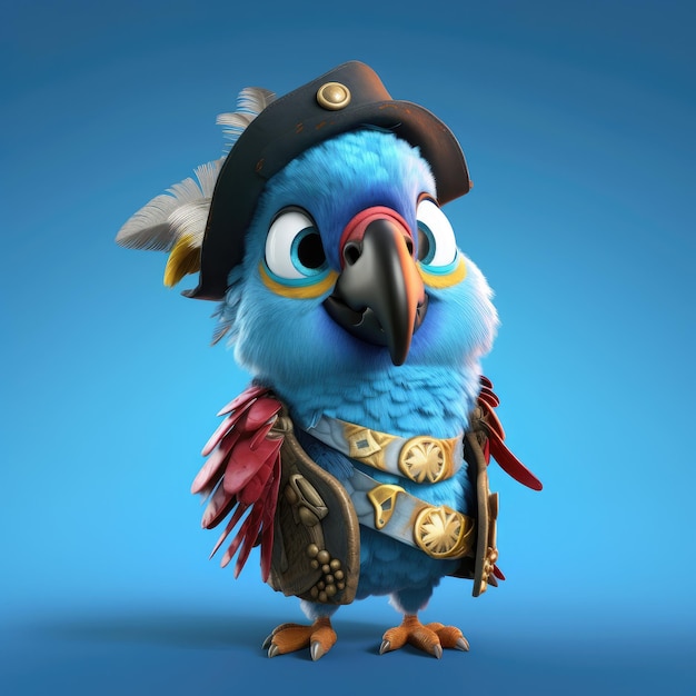 Le mignon petit perroquet déguisé en pirate