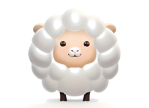 Mignon petit personnage d'agneau mouton isolé sur fond blanc AI