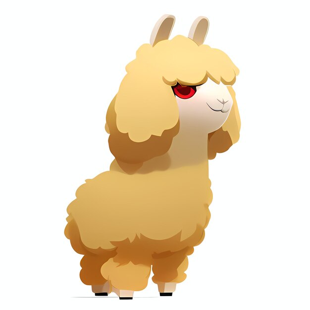 Mignon petit personnage d'alpaga lama isolé sur fond blanc AI