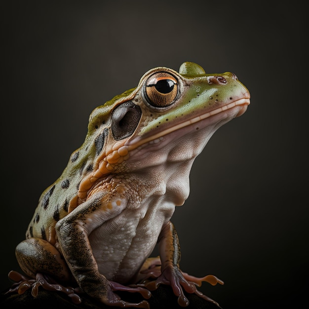 Mignon petit portrait de grenouille colorée en studio Generative Ai