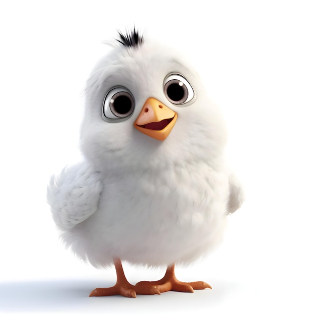Mignon petit poulet isolé sur fond blanc illustration 3D