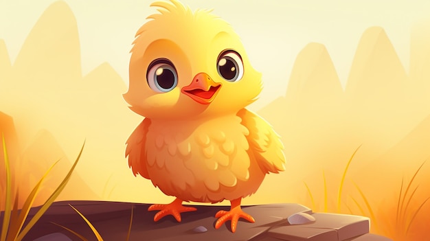 un mignon petit poulet en style vectoriel