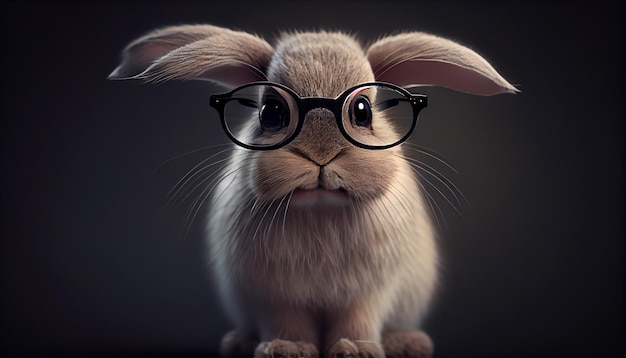 Mignon petit renard de lapin coloré de joyeuses pâques avec des lunettes