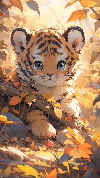 un mignon petit tigre dans la forêt