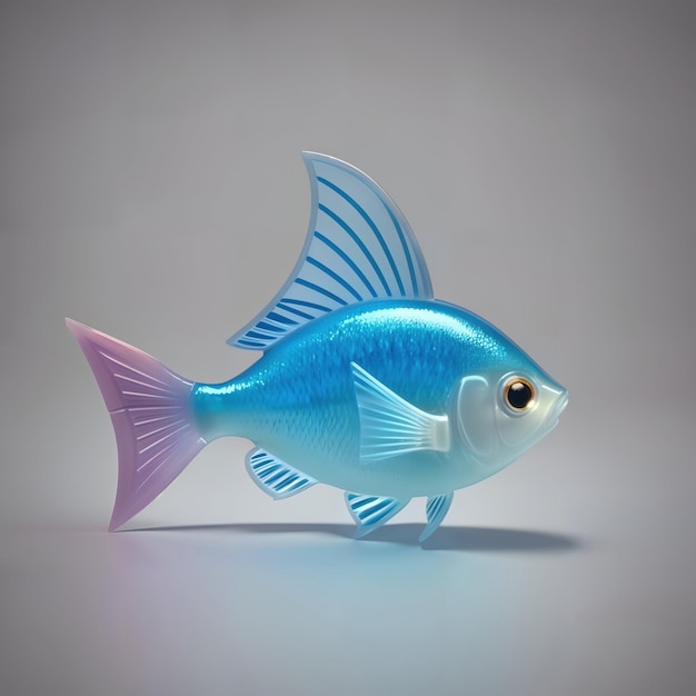 Un mignon poisson bleu sur un fond gris