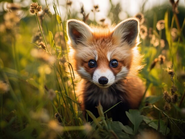 Le mignon raton laveur de dessin animé en été