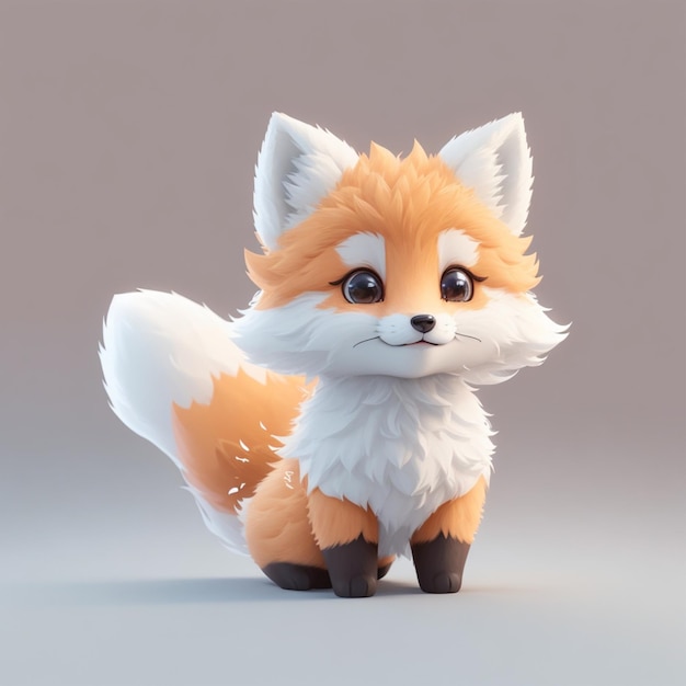 un mignon renard de dessin animé 3D