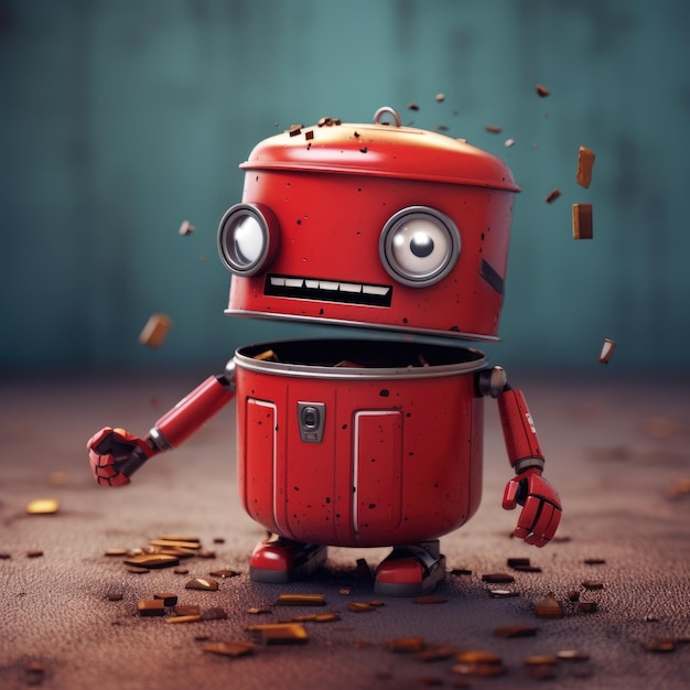 Un mignon robot rouge 3d