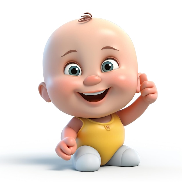Un mignon smiley bébé montrant un signe OK sur un fond blanc