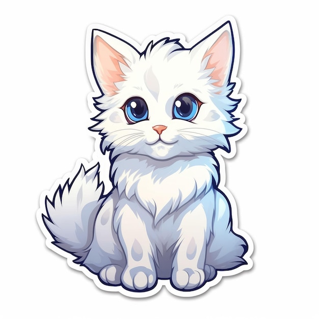 mignon, turc, angora, chaton, illustration