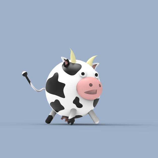 mignon, vache, 3d, illustration