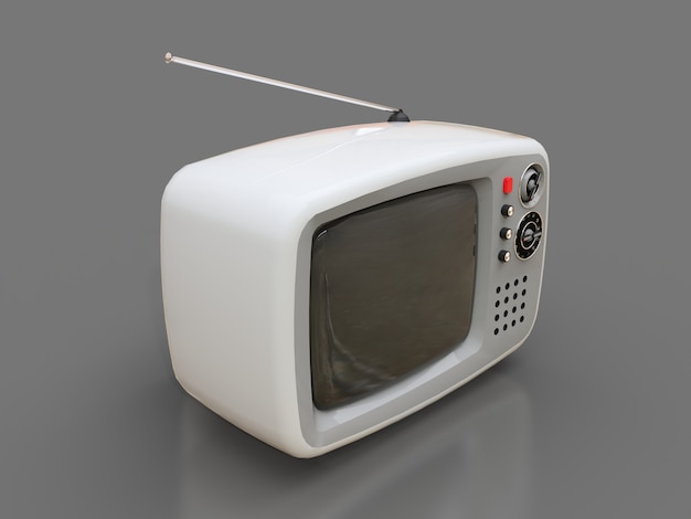 Mignon vieux téléviseur blanc avec antenne