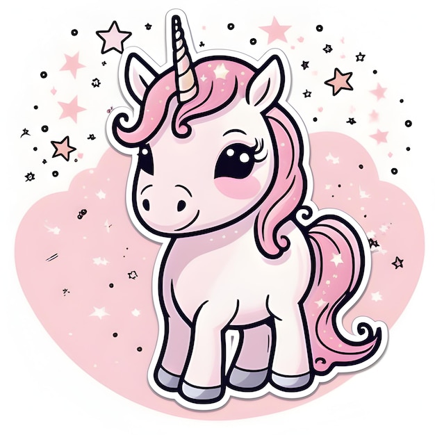 La mignonne licorne rose Un personnage de dessin animé magique