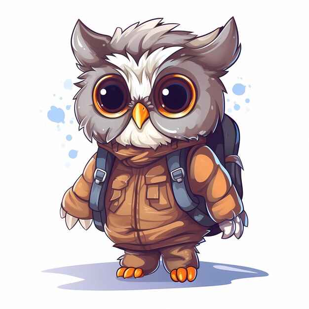 une mignonne mascotte explorateur nocturne hibou