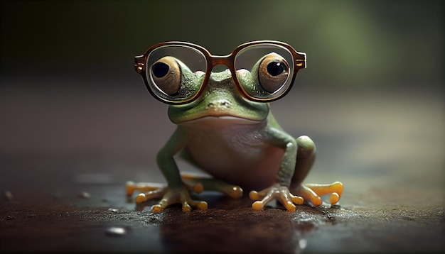 Photo mignonne petite grenouille avec des lunettes