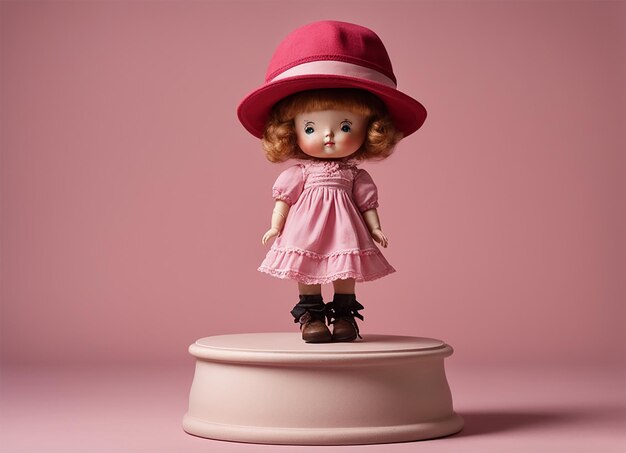 Mignonne petite princesse rose un fond rose défini généré en 3d