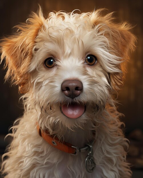 Une mignonne race de chien bolognaise en gros plan face couleur blanche photo générée par l'IA