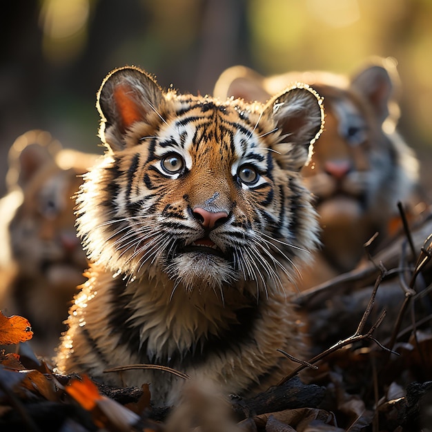 de mignons tigres avec de petits canins