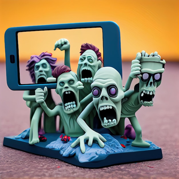 Mignons zombies en pâte à modeler Fiction IA générative