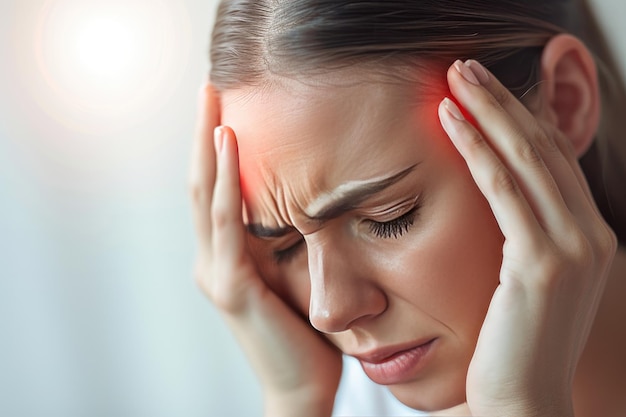 Photo migraine maux de tête chroniques avec des douleurs sévères souvent accompagnés d'autres symptômes affection neurologique débilitante caractérisée par des épisodes récurrents de maux de tête intenses