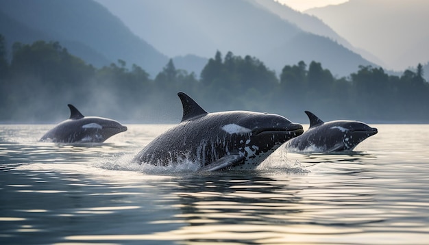 la migration des baleines ou des dauphins se concentrant sur l'échelle pure et la grâce de ces mammifères marins