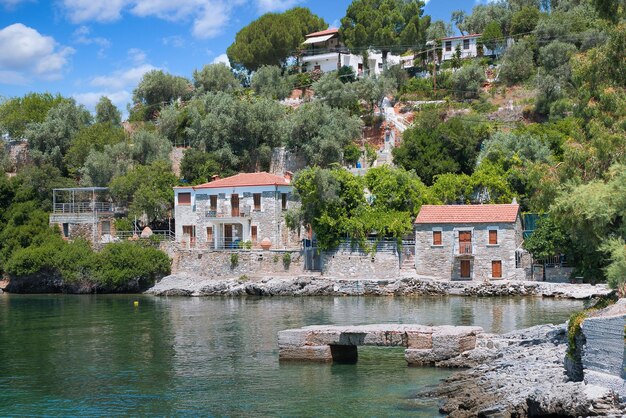 Milina un village côtier avec une longue promenade et des vues sur le coucher de soleil village dans le Pélion Thessalie Grèce